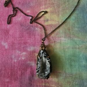 Wire Wrapped Agate Geode Necklace